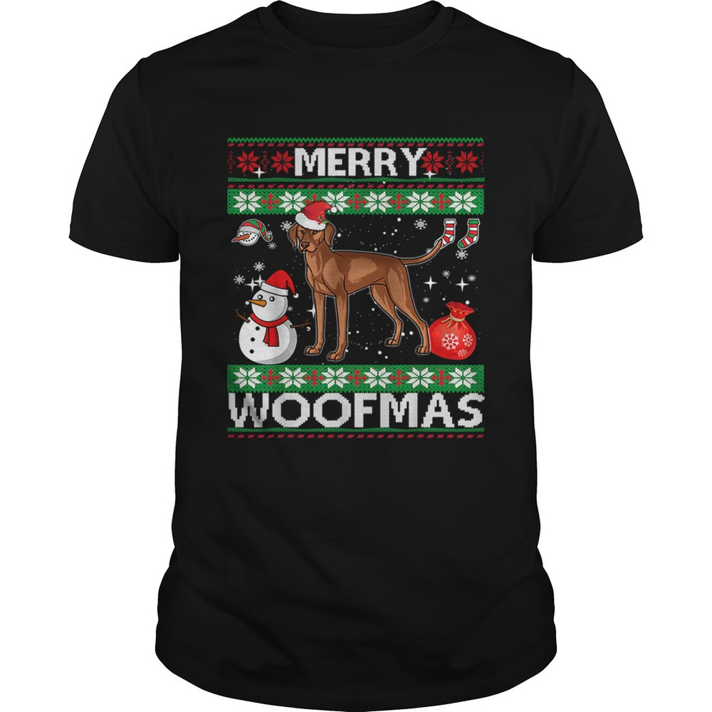 Vizsla Dog Merry Woofmas Christmas Costume Tshirt